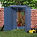 Metal Garden Storage Shed with Sloping Roof in Blue J52635