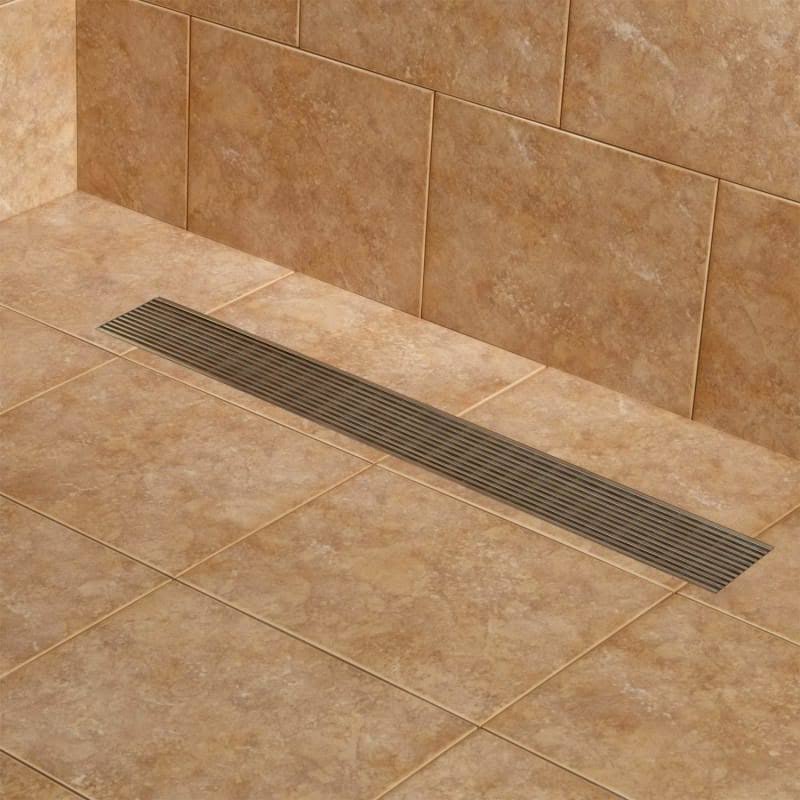 28x22 Linear Shower Drain with Flange Polished Stainless Steel B15328