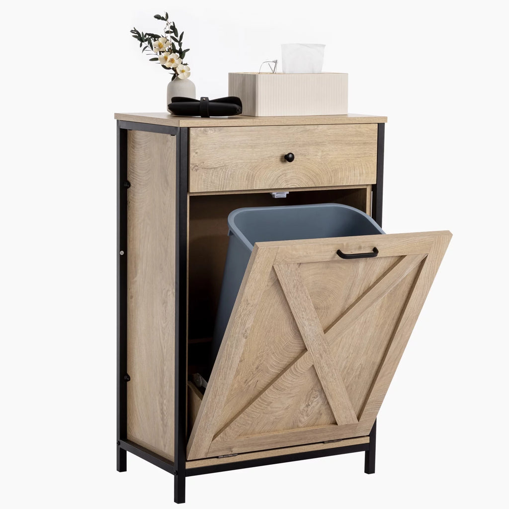 10 Gallon Tilt Out Trash Cabinet Wood Kitchen Island Storage C6543