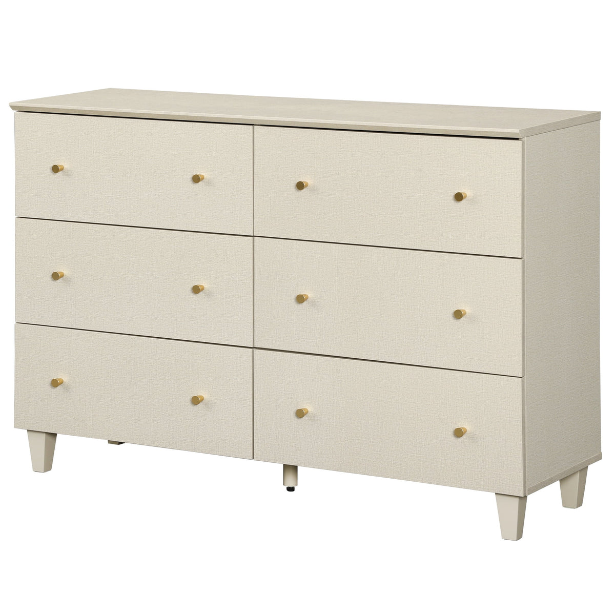 Beige 6 Drawer Wood Dresser V2814