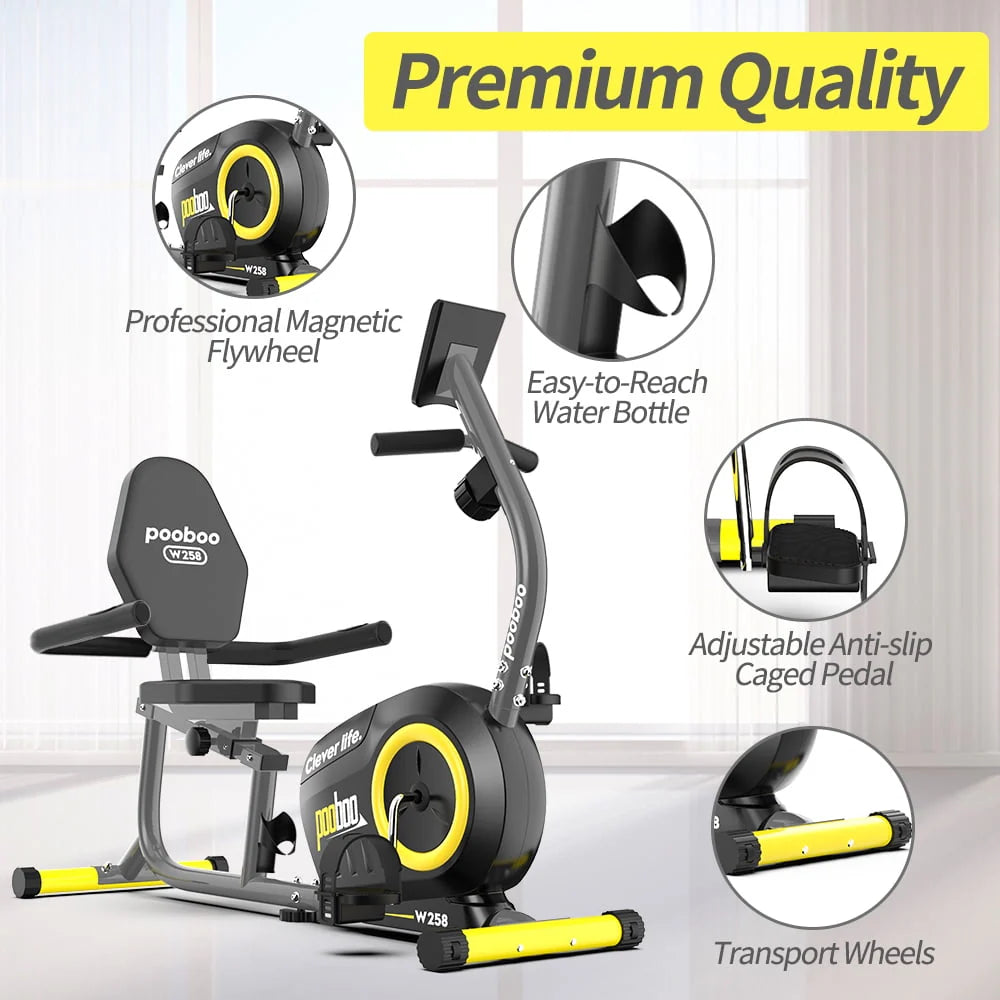 Recumbent Stationary Exercise Bike Adjustable Magnetic Resistance Z6699