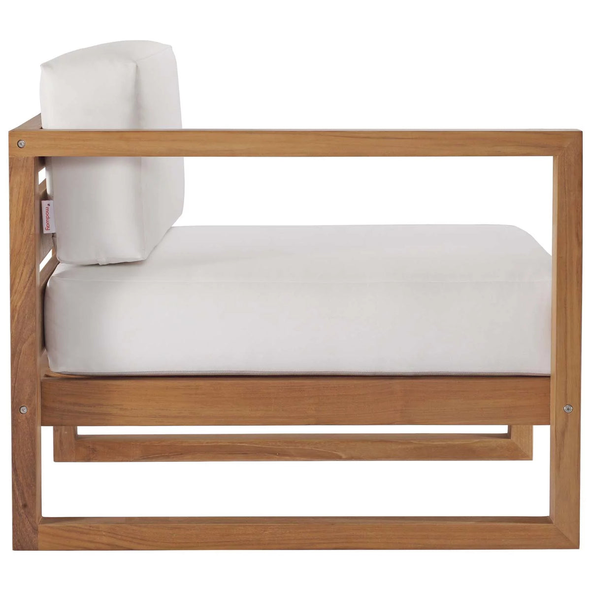 White Teak Wood Fabric Lounge Chair P731