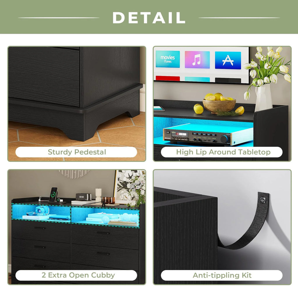 Black 6 Drawer Dresser Z99449