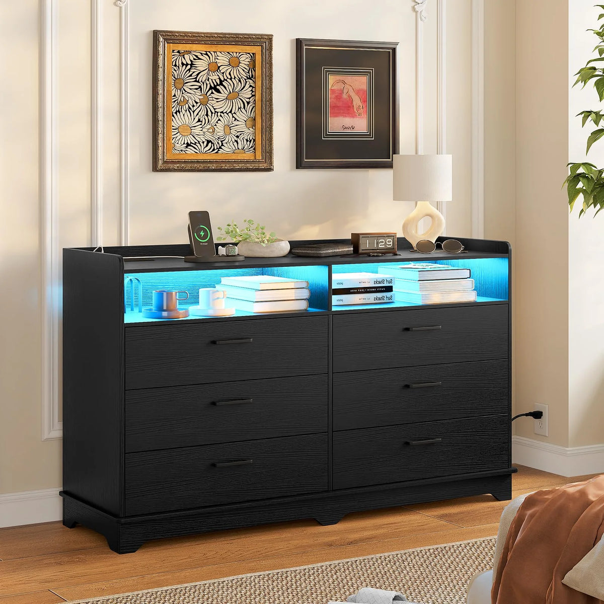 Black 6 Drawer Dresser Z99449