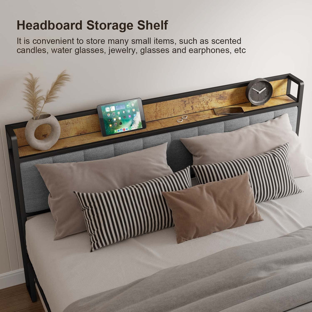 Full Size Storage Headboard Bed Frame D96644