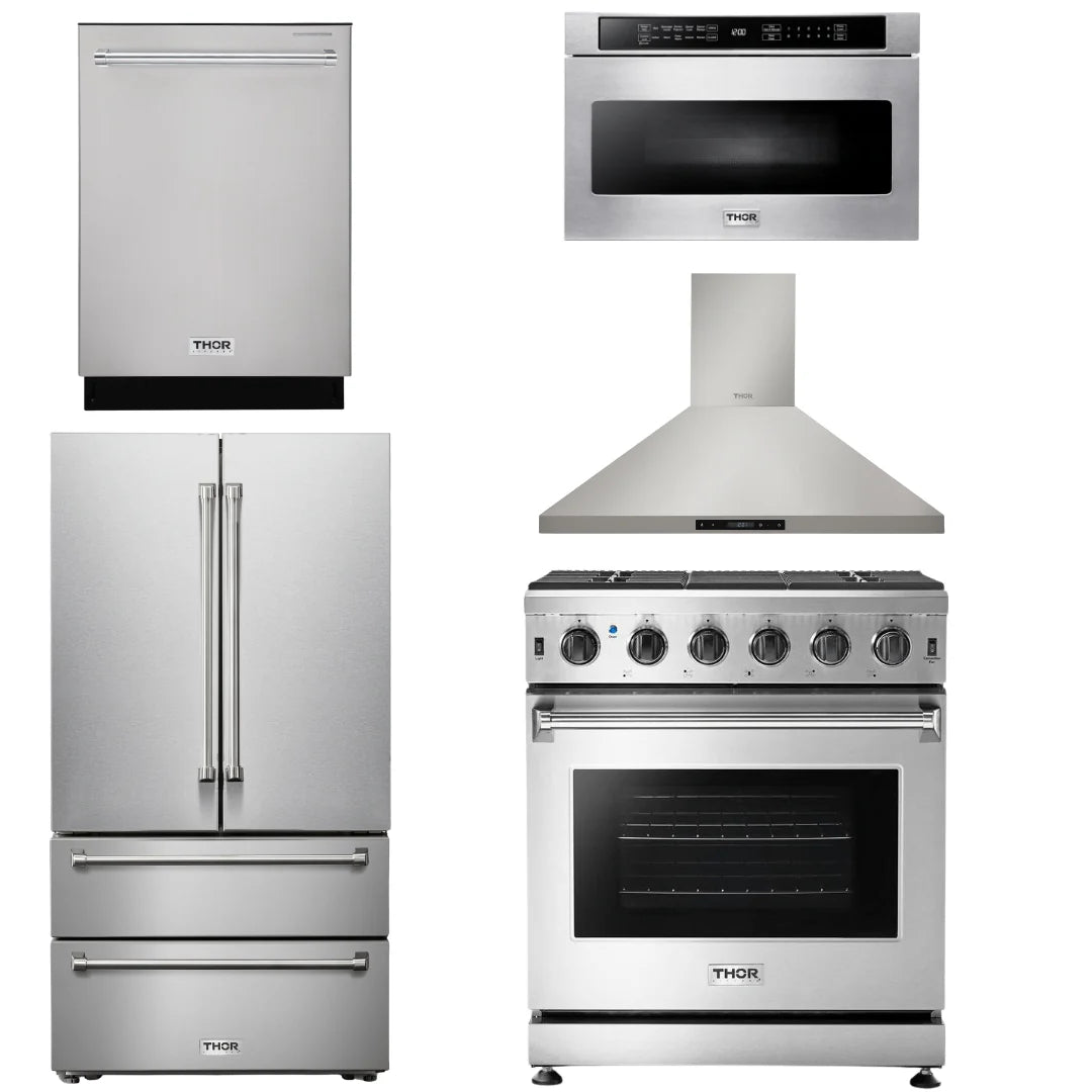 30 Gas Range, Range Hood, Microwave, Refrigerator, Dishwasher V7993