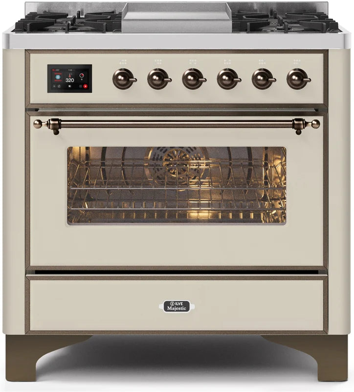 Antique White Dual Fuel Propane Gas Range T3927
