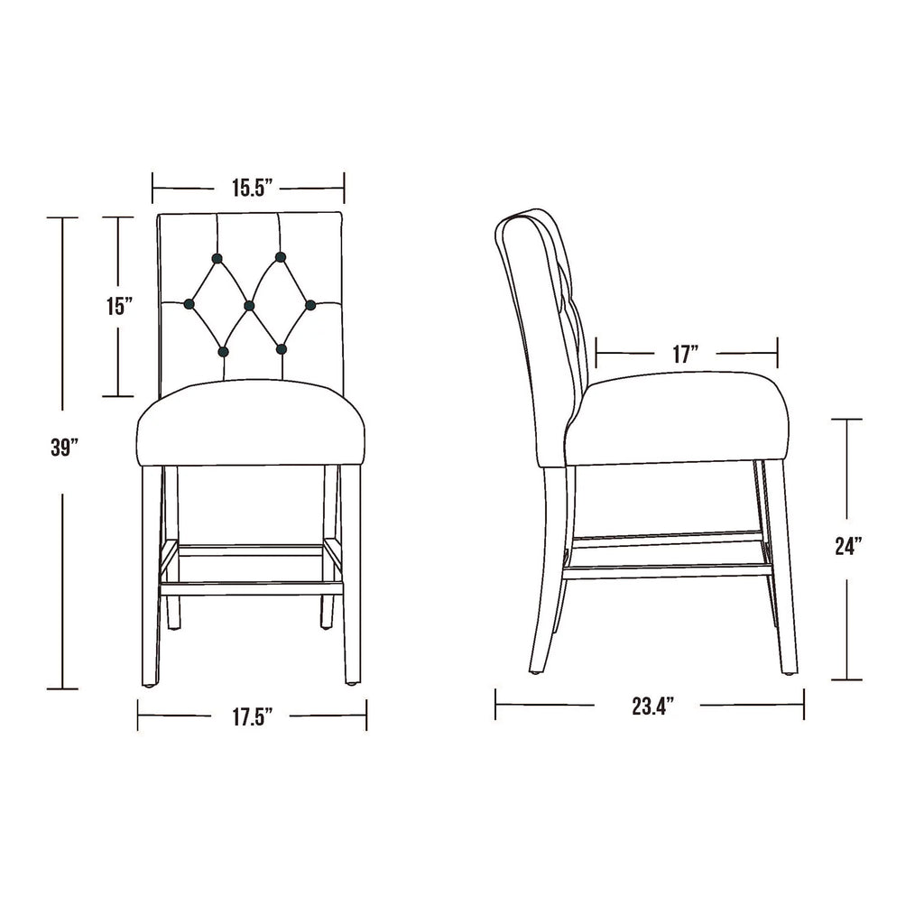 Light Gray Linen Upholstered Counter Height Bar Stools with Back L498518