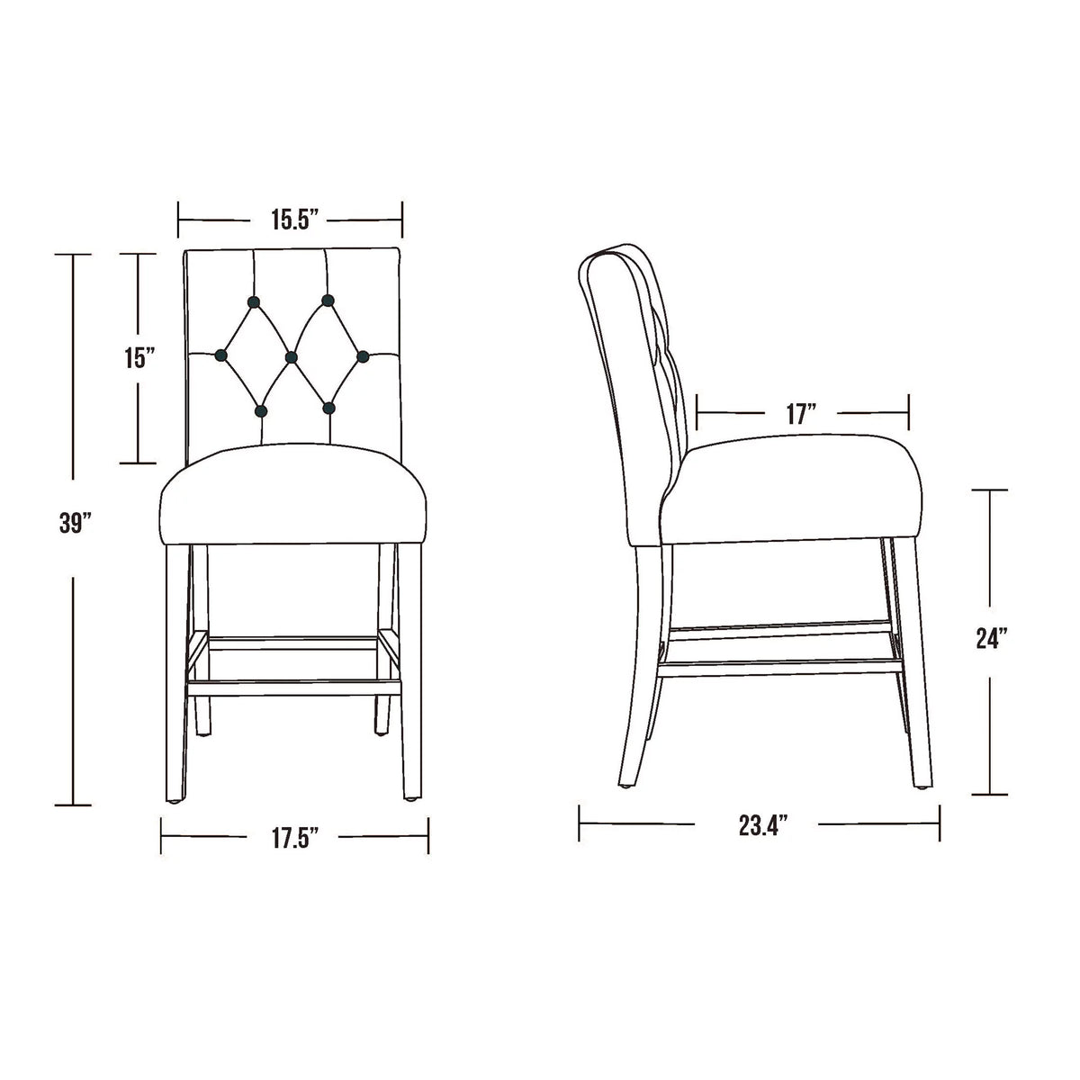 Light Gray Linen Upholstered Counter Height Bar Stools with Back L498518