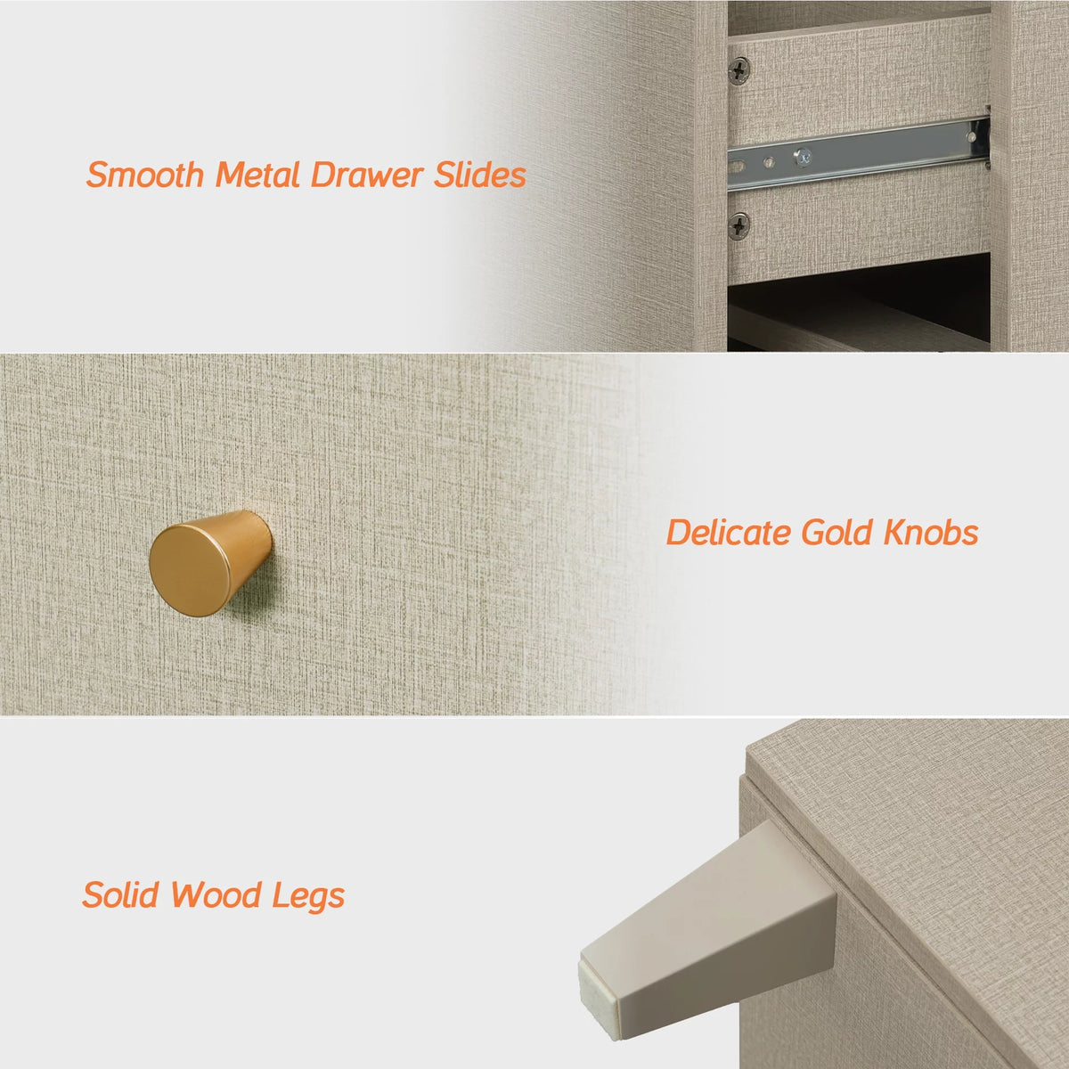 Beige 6 Drawer Wood Dresser V2814