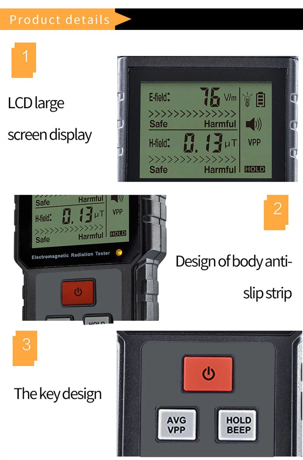 High Precision EMF Meter Electromagnetic Radiation Tester Digital Display S9967