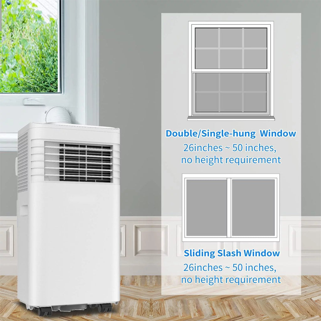 8,000 BTU Portable Air Conditioner with Remote and Window Kit, White O764