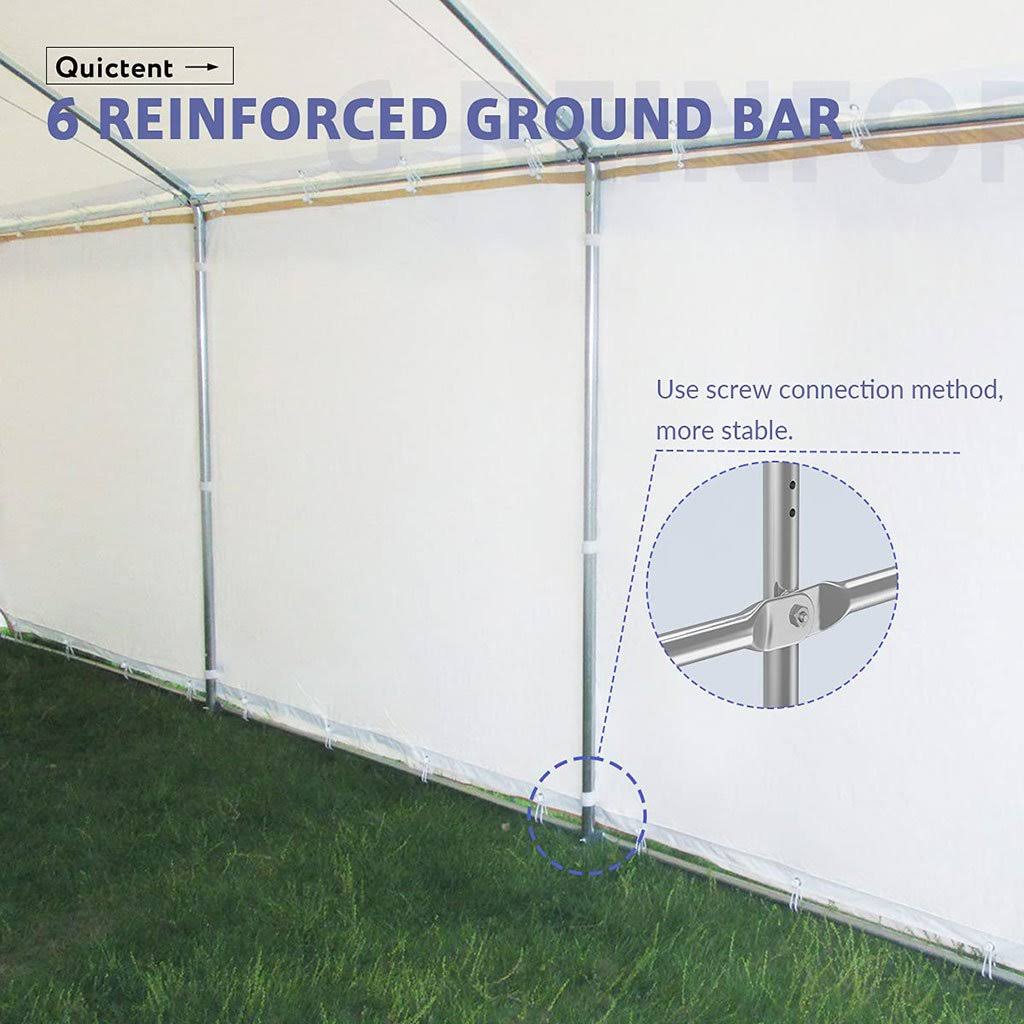 Heavy Duty Car Shelter with Sidewalls White H1185