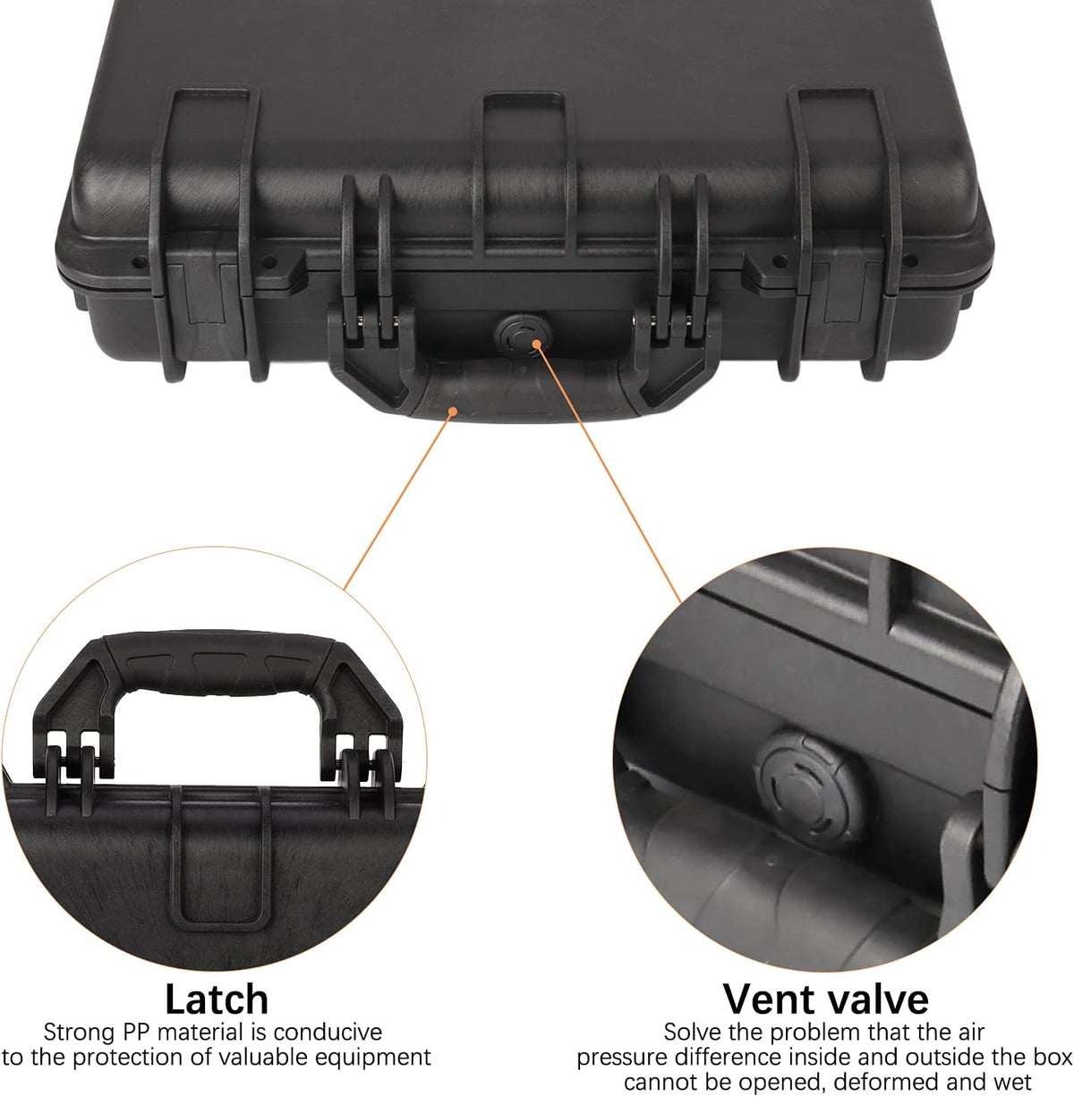 Black Waterproof Hard Camera Case with Foam Insert Y162576