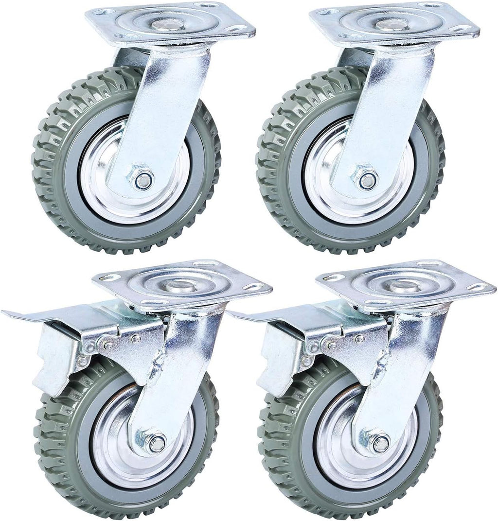 6 Inch Rubber Swivel Caster Wheels 4PCS I84335