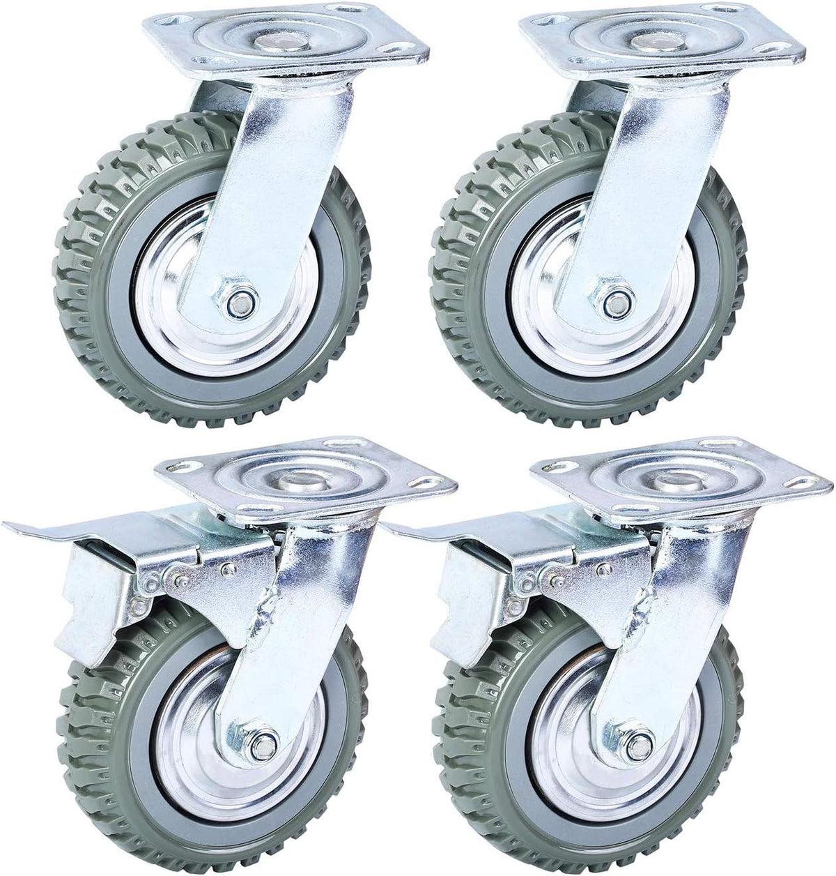 6 Inch Rubber Swivel Caster Wheels 4PCS I84335