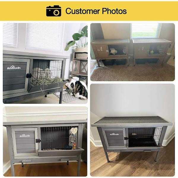 Outdoor Rabbit Hutch with Metal Wire Pan U32995
