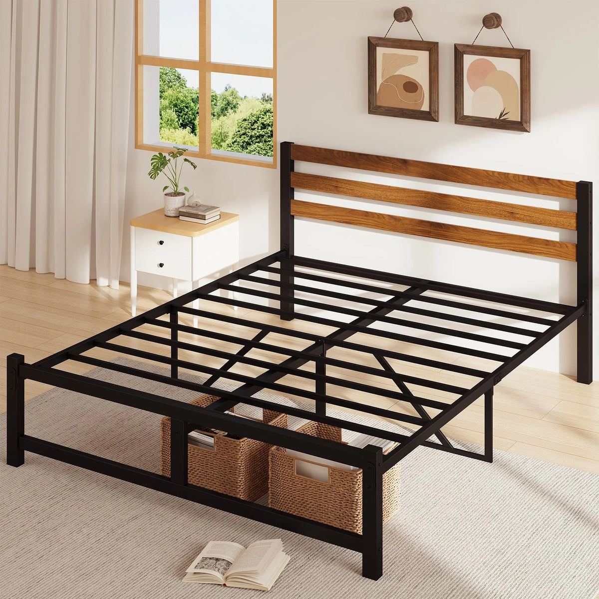 Queen Platform Bed Frame with Headboard E55332