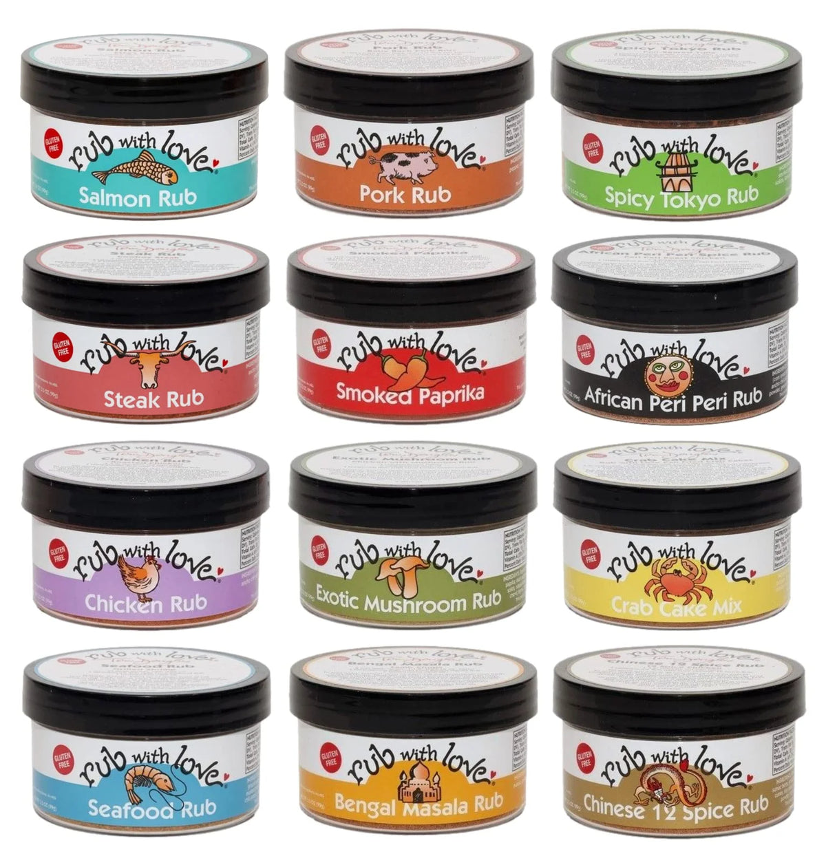 Meat Rubs and Seasonings Gift Set 12 Jars K93059