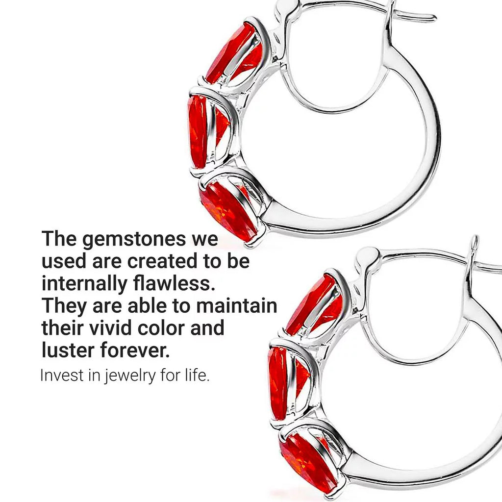 Orange Huggie Hoop Earrings Cubic Zirconia I686063