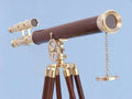 Floor Standing Brass Wood Telescope Z309