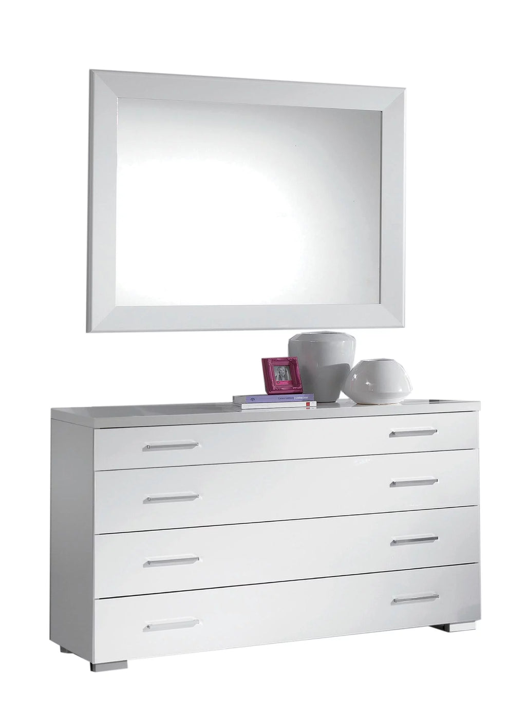 White High Gloss Lacquer 4 Drawer Dresser G961
