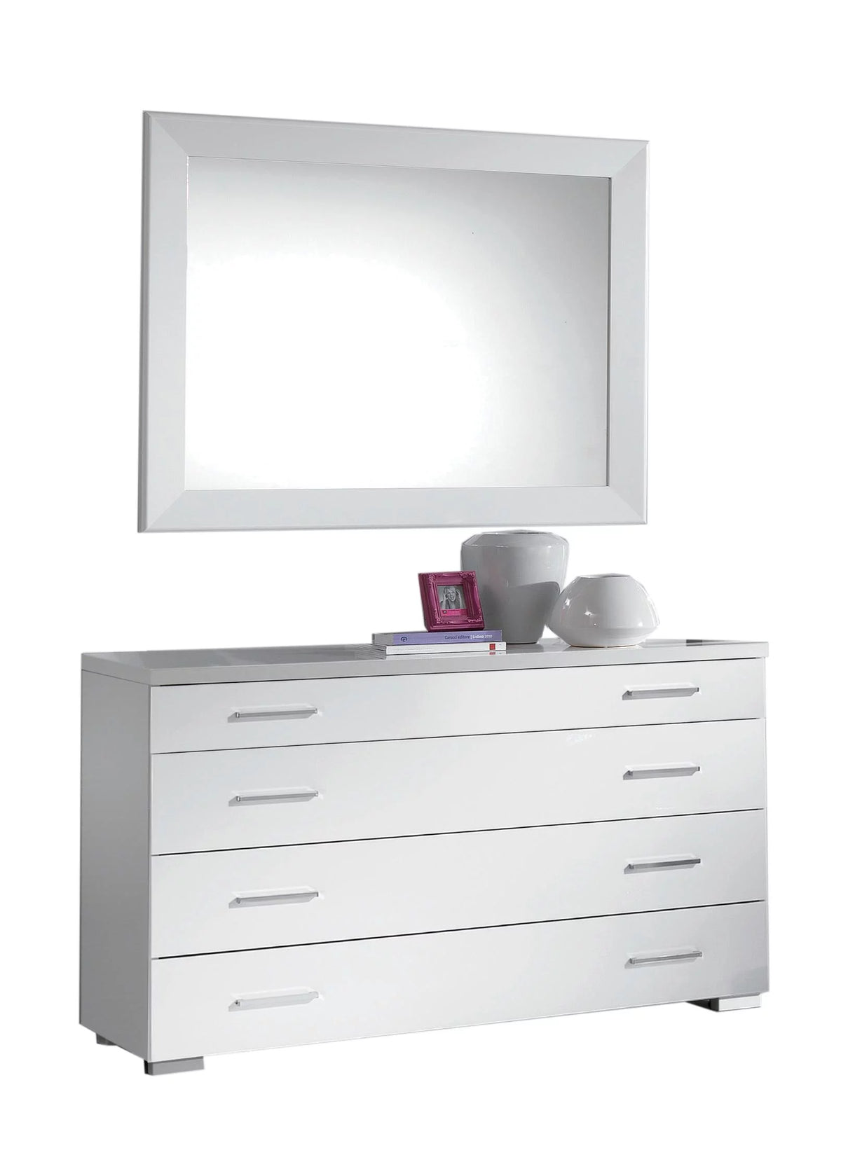 White High Gloss Lacquer 4 Drawer Dresser G961