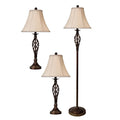 Brass Floor and Table Lamp Set W215