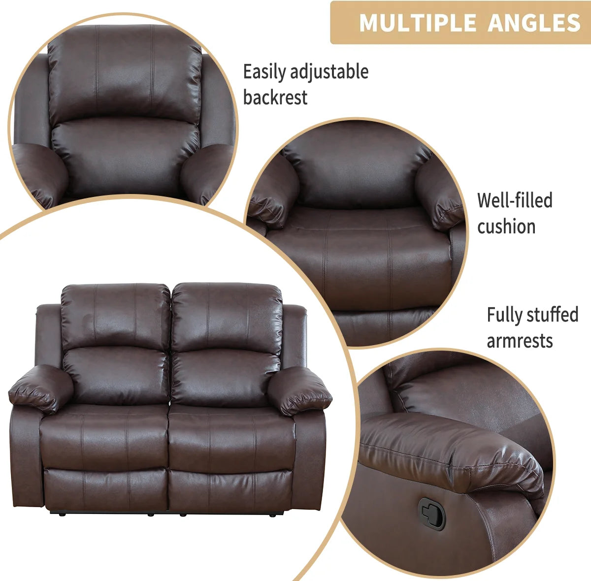 Leather Reclining Loveseat E177