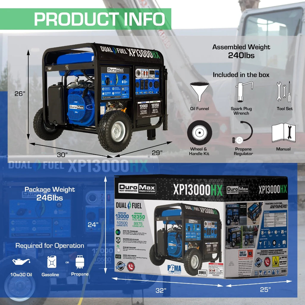 13,000 Watt Dual Fuel Portable Generator S224