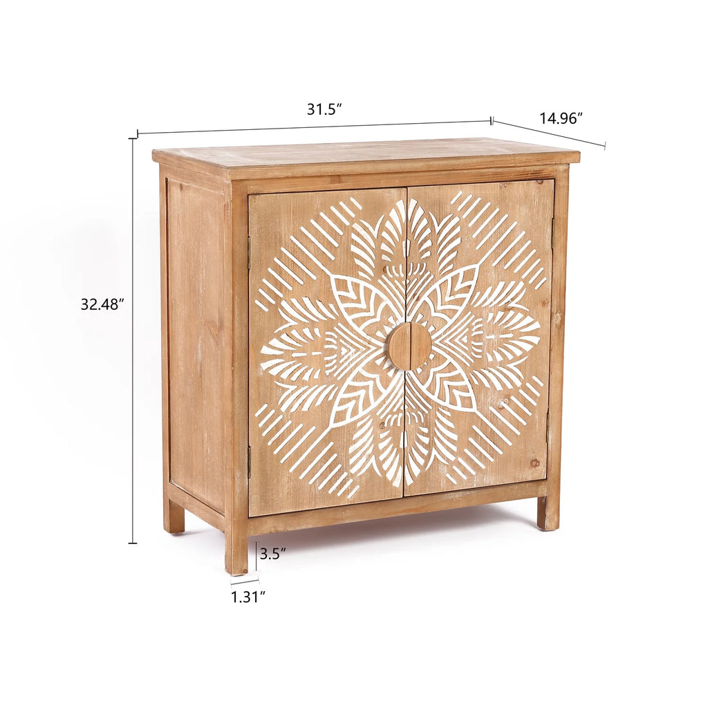 Natural Wood 2-Door Storage Cabinet Y78471