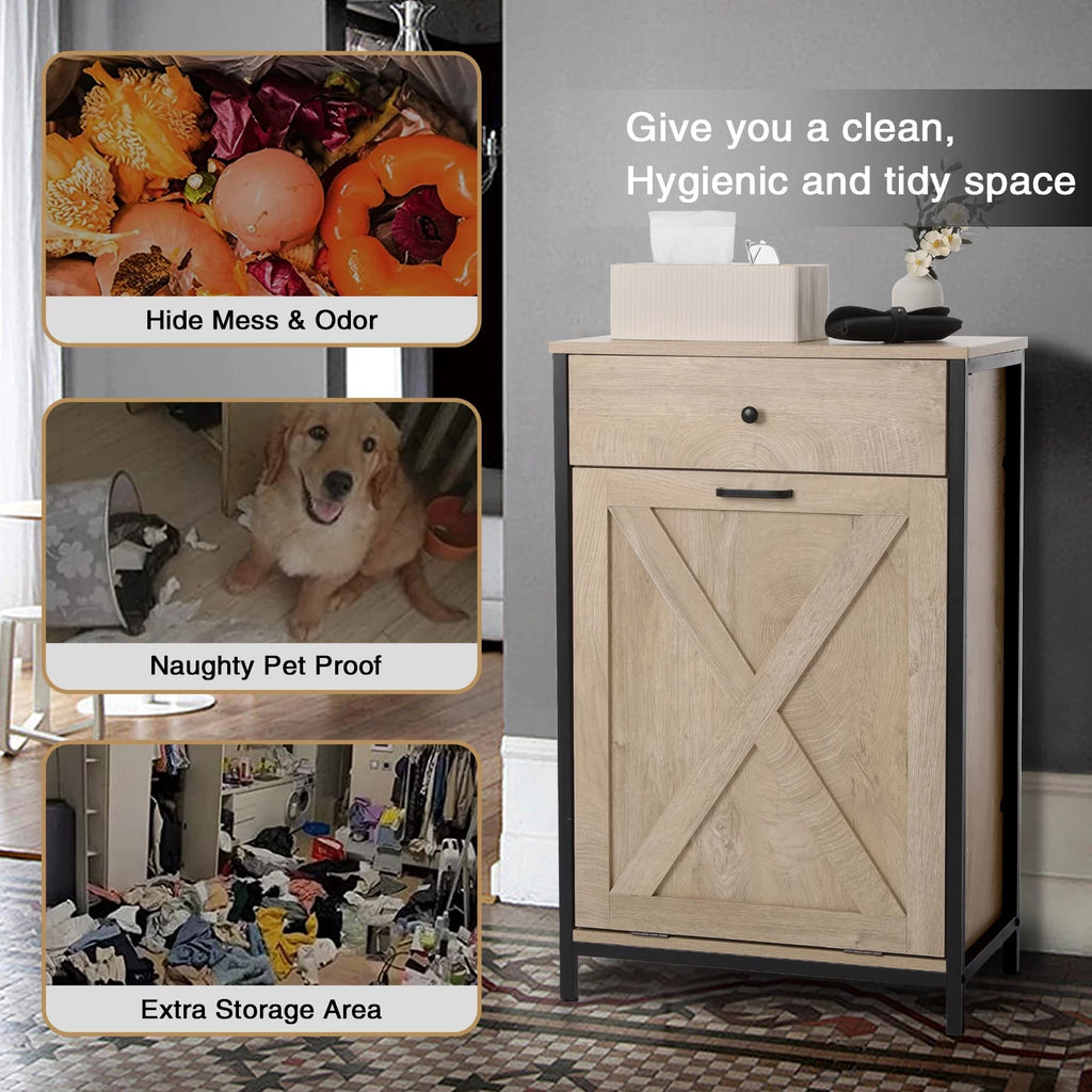 10 Gallon Tilt Out Trash Cabinet Wood Kitchen Island Storage C6543
