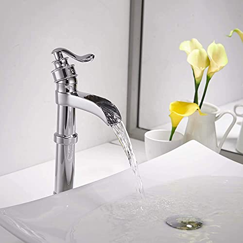 Black Waterfall Bathroom Sink Faucet with Pop Up Drain K463180