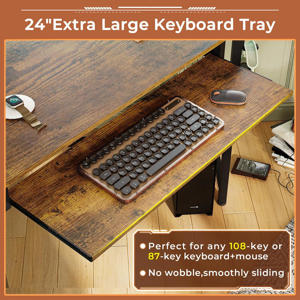Rustic Brown Computer Desk with USB Charging Ports P65032
