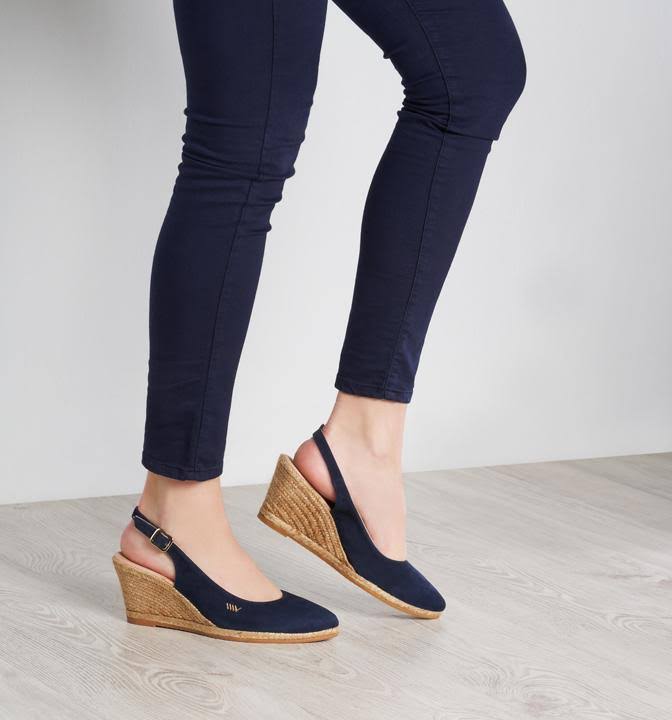Suede Slingback Buckle Wedges C8055