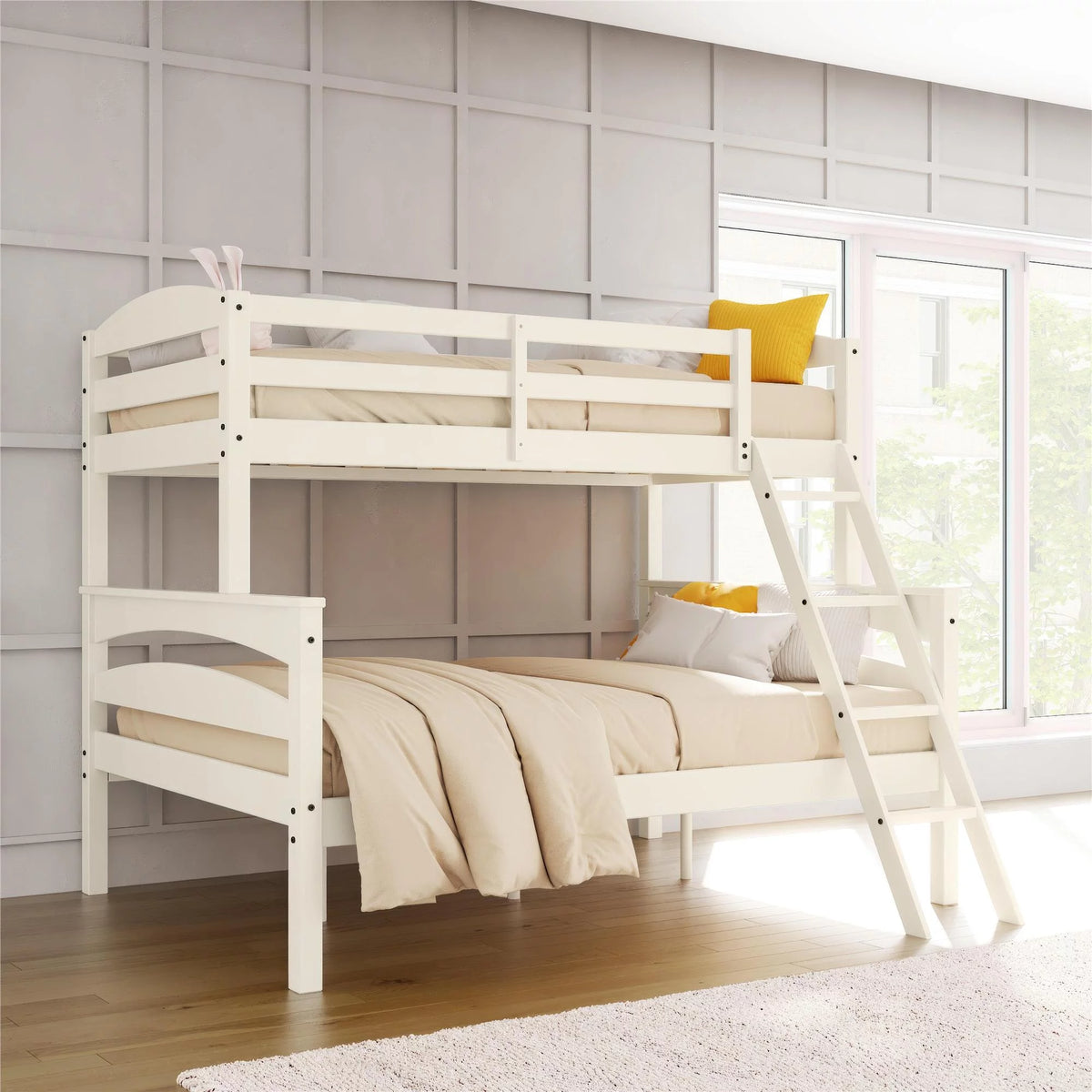 White Convertible Twin-Over-Full Bunk Bed S937010