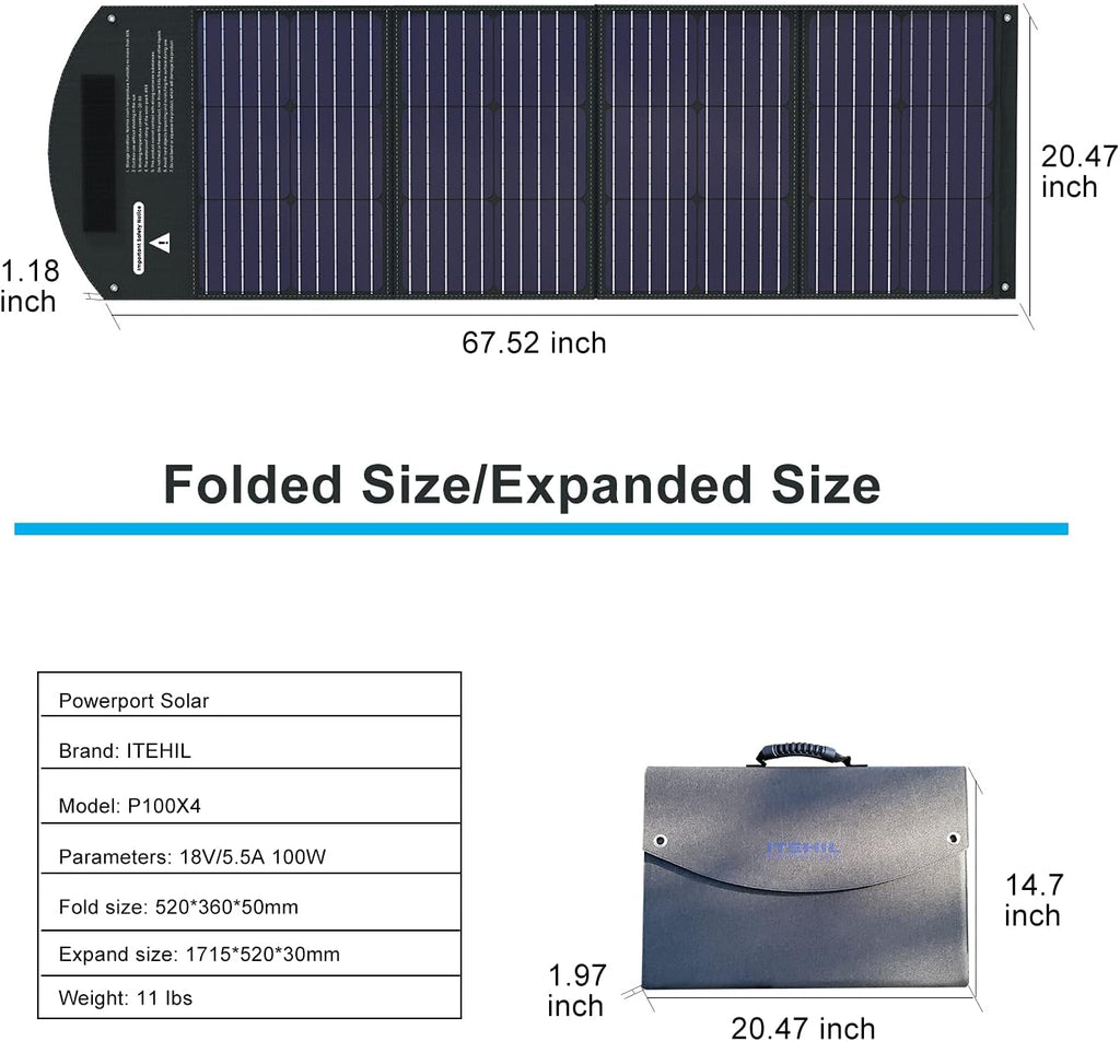 100W 18 Volt Monocrystalline Foldable Solar Panel N8730