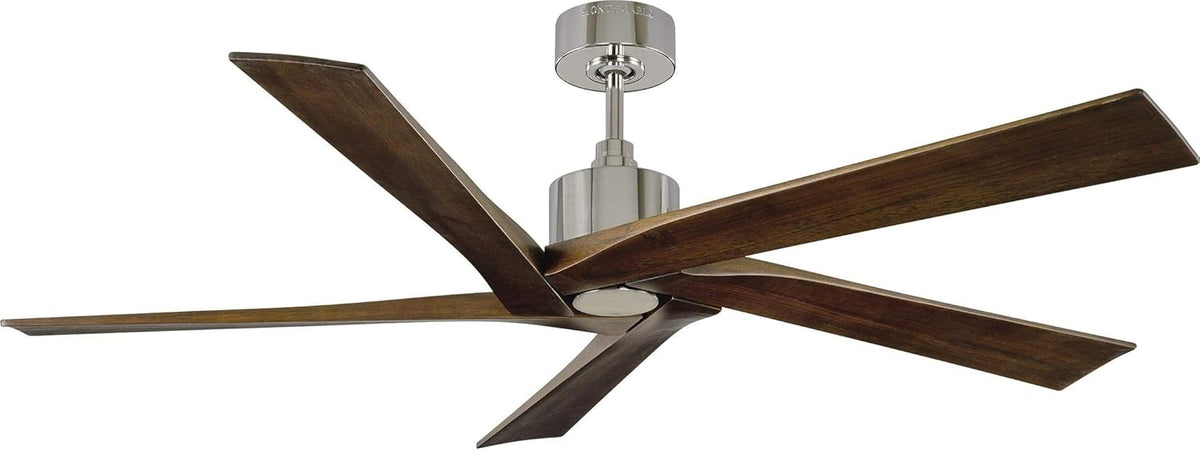 56 Outdoor Ceiling Fan with Remote, Weathered Oak Blades, Brushed Steel V9584
