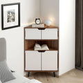 4-Tier Wood Corner Storage Cabinet with 4-Door Cabinet & 1 Cube C190