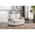 Beige Linen Convertible Sleeper Sofa Bed with Storage W64227