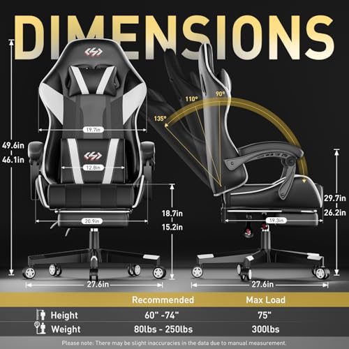 Ergonomic Gaming Chair with Footrest and Headrest G27487