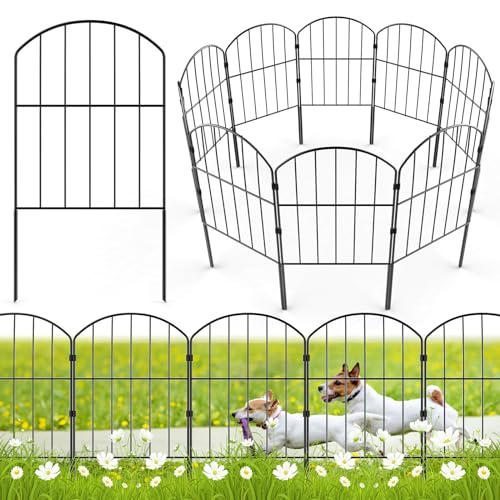 Black 10 Panel Rustproof Metal Decorative Garden Fence H381501