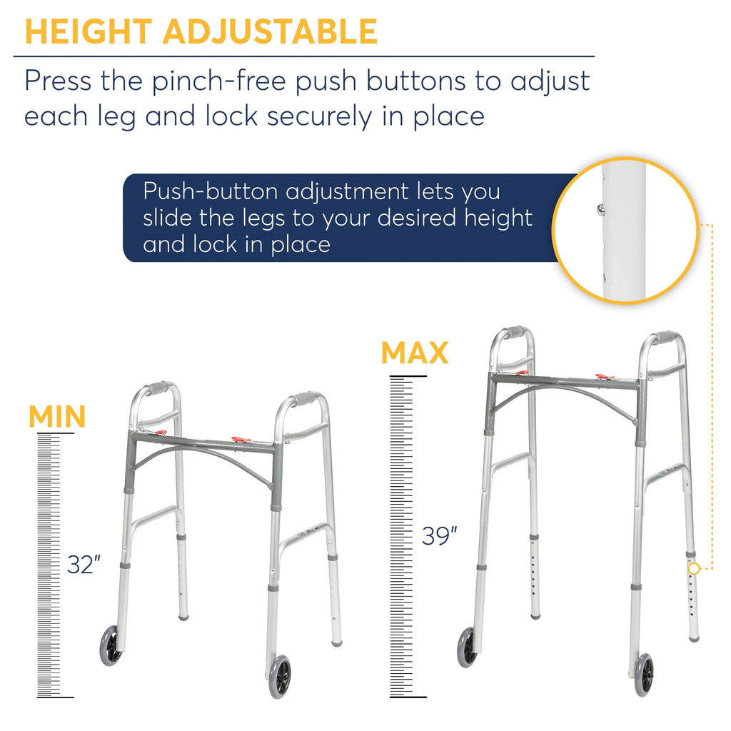 Two Button Folding Walker with 5 Wheels C987809