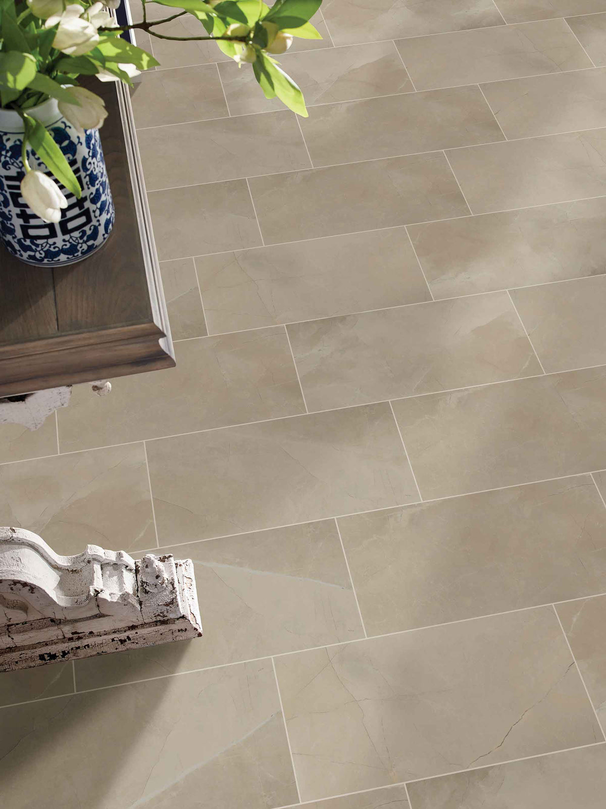 Cream 24"X48" Polished Porcelain Tile B5356