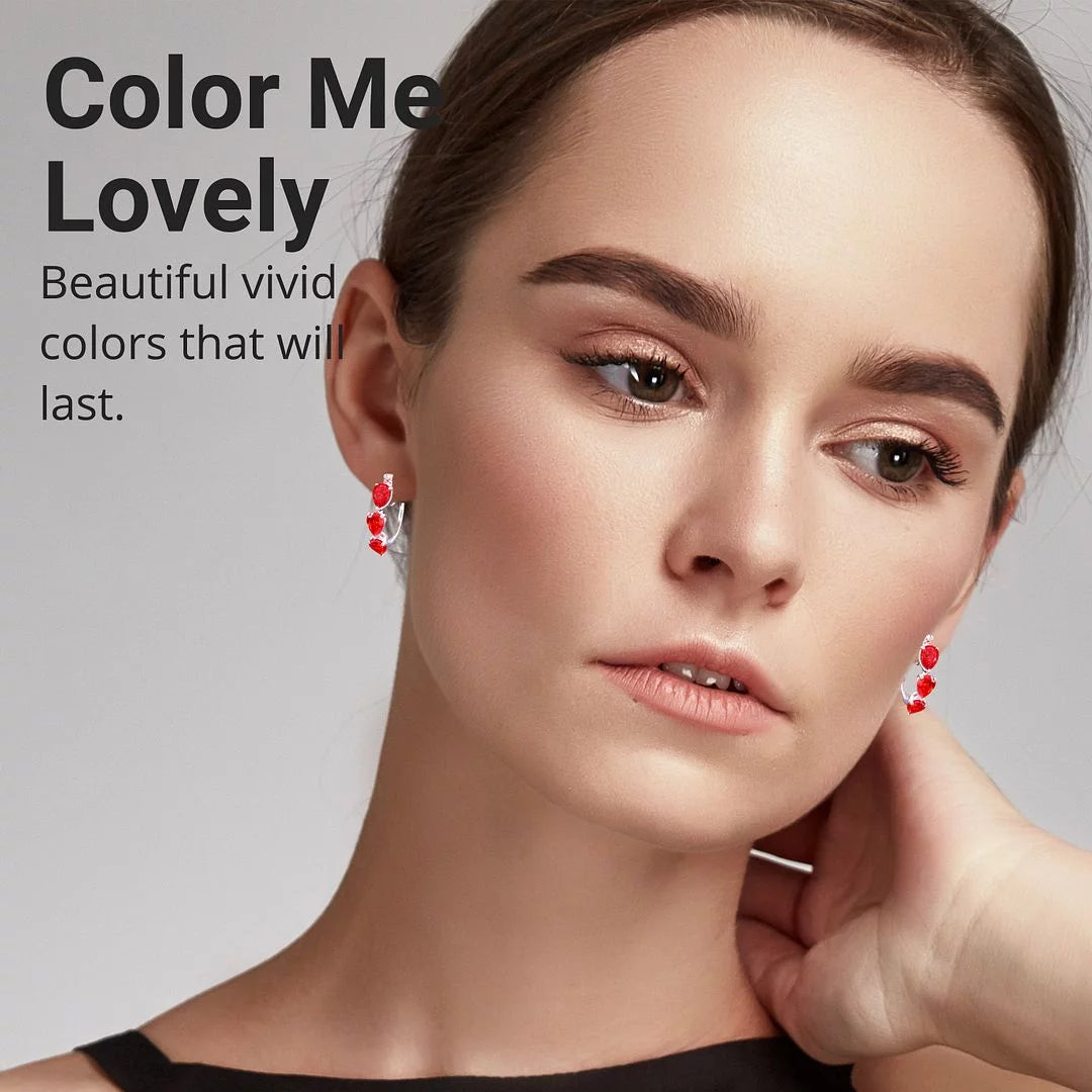 Orange Huggie Hoop Earrings Cubic Zirconia I686063