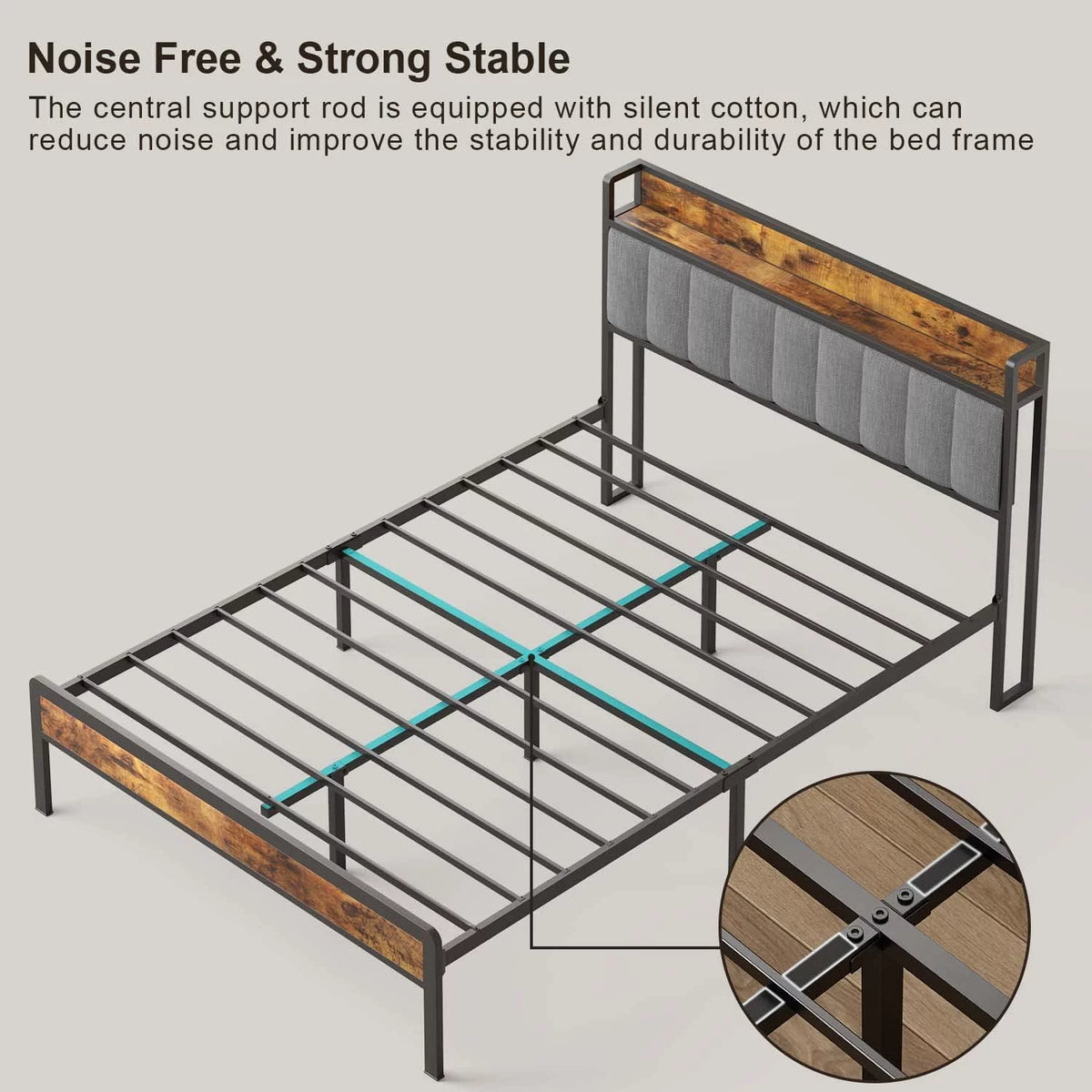 Full Size Storage Headboard Bed Frame D96644