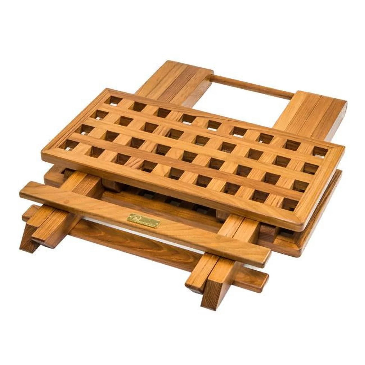 Brown Teak Wood Folding End Table C828