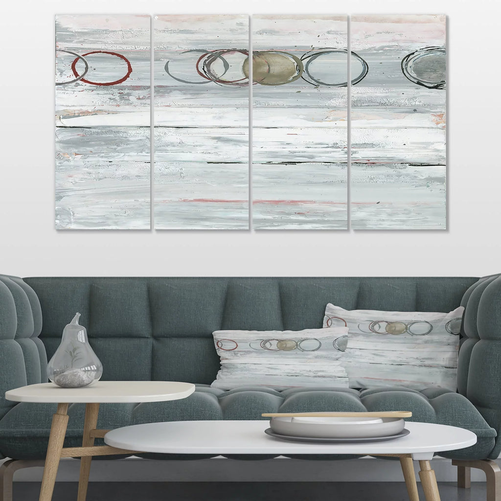 Whitewashed Syrah Modern Geometric Canvas Artwork Print 48 in. wide x 28 in. high - 4 Panels J392