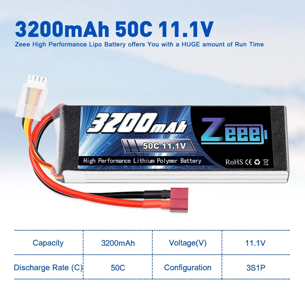 11.1V 50C 3200mAh 3S Lipo Battery 2 Pack Y188447