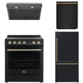 30 Electric Range, Range Hood, Refrigerator and Dishwasher in Black S72148